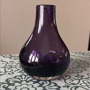Krosno Poland Elegant 6” Purple Glass Vase with original sticker.